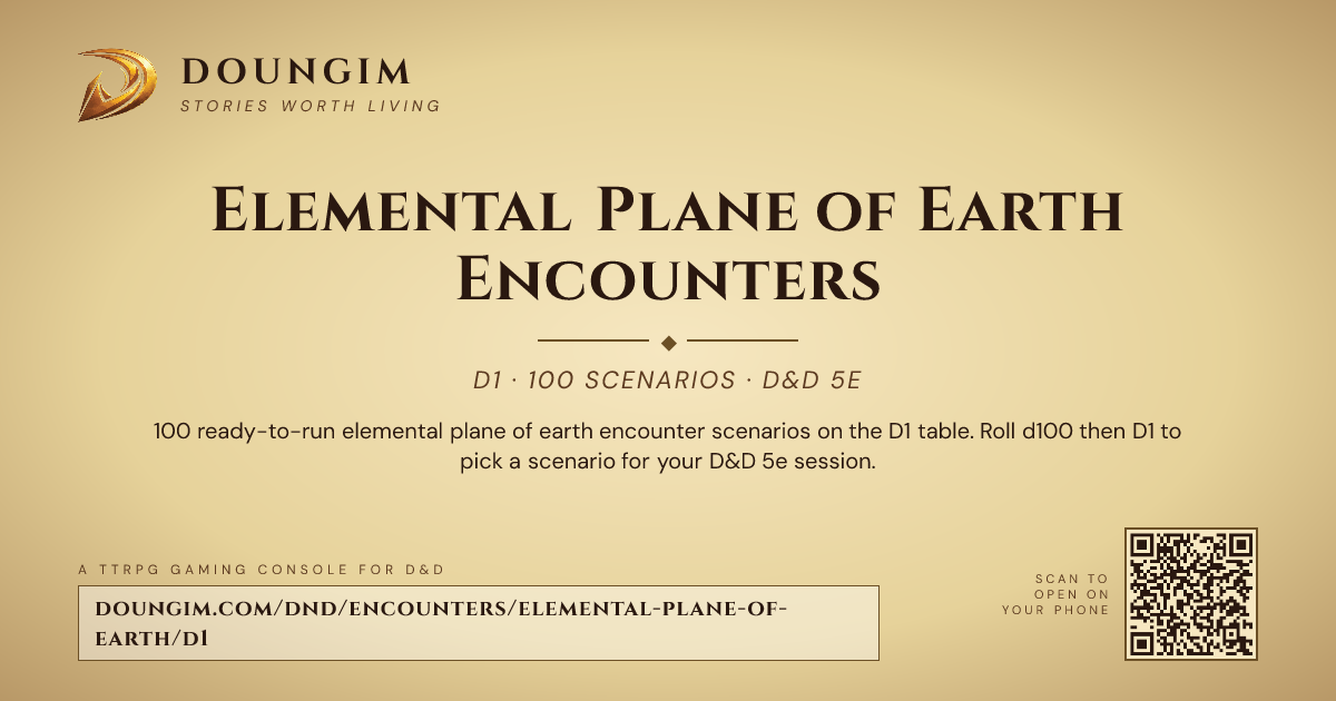 D1 Elemental Plane of Earth Random Encounters — 100 D&D 5e Scenarios ...