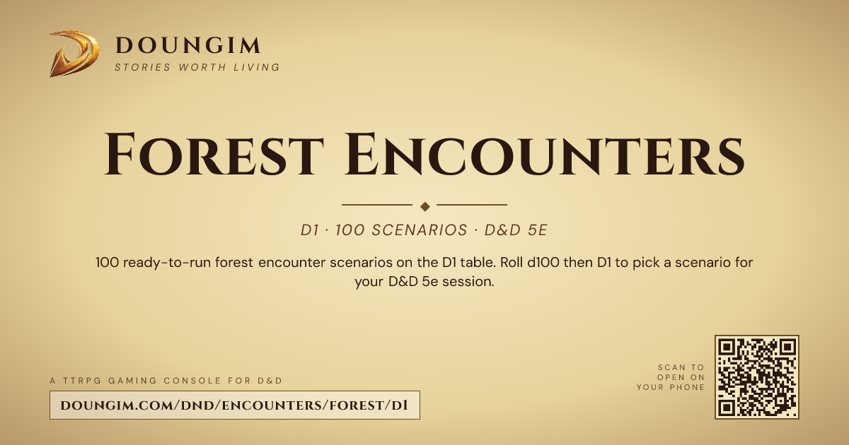 D1 Forest Random Encounters — 100 D&D 5e Scenarios | Doungim
