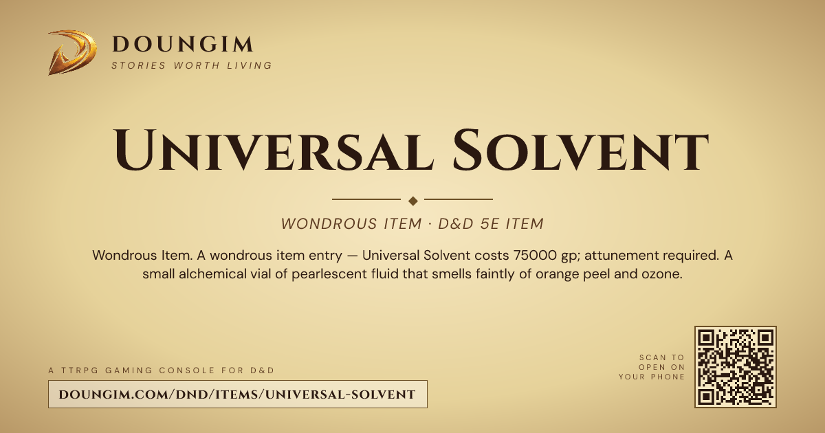 Universal Soolvent Universal Solvent — D&D 5e Item (Common) | Doungim