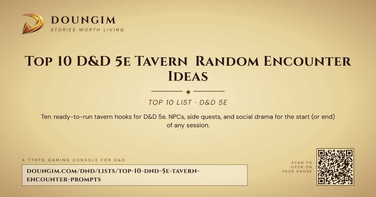 Top 10 D&D 5e Tavern Random Encounter Ideas | Doungim