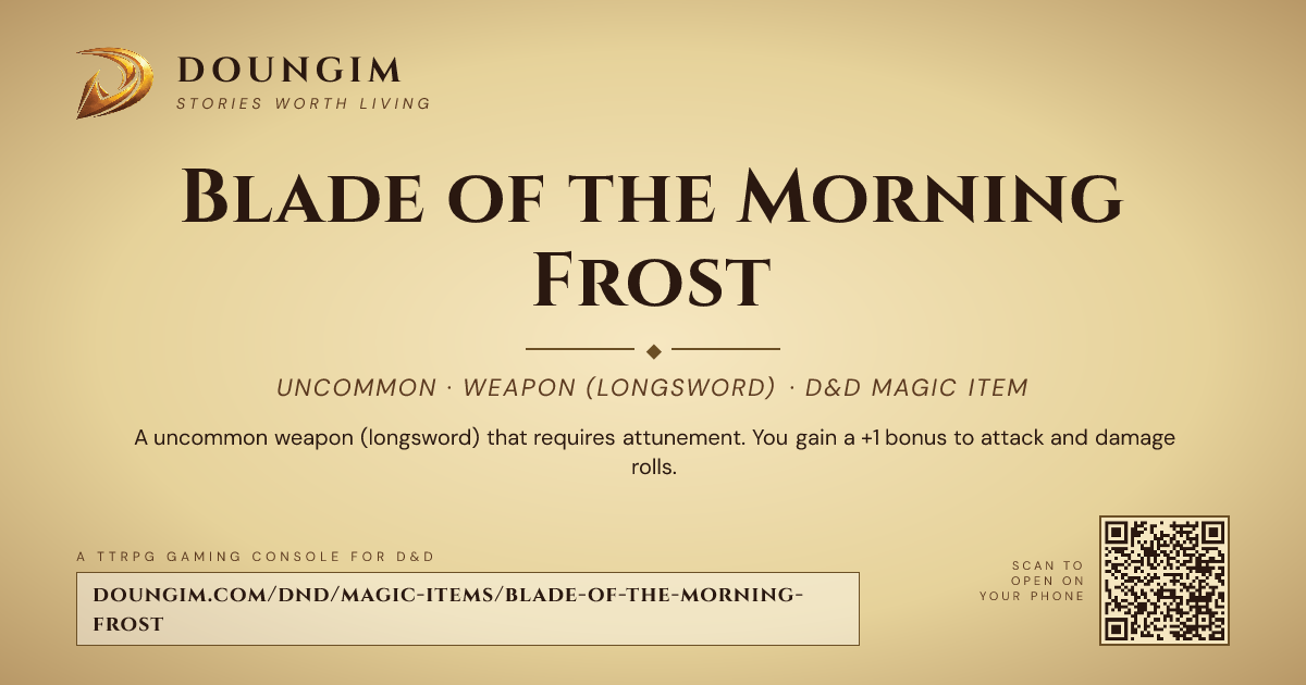 Blade of the Morning Frost — D&D 5e Magic Item (Uncommon) | Doungim