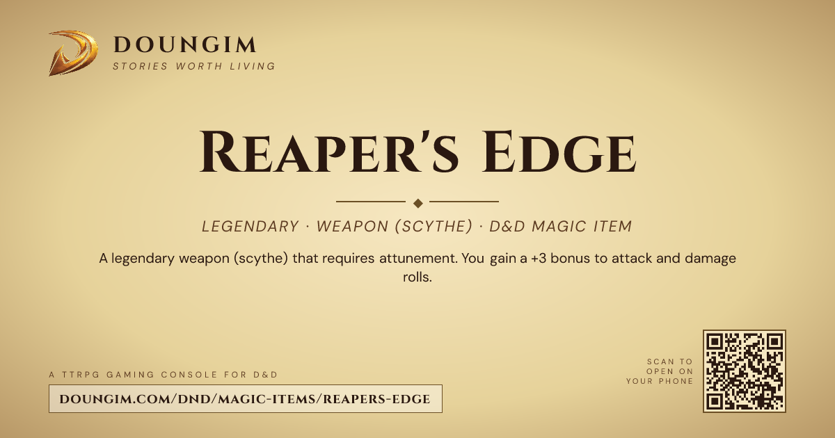 Dnd Console Reaper's Edge — D&D 5e Magic Item (Legendary) | Doungim