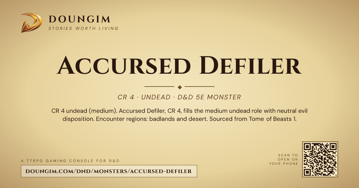 Accursed Defiler — D&D 5e Monster (CR 4, Undead) | Doungim