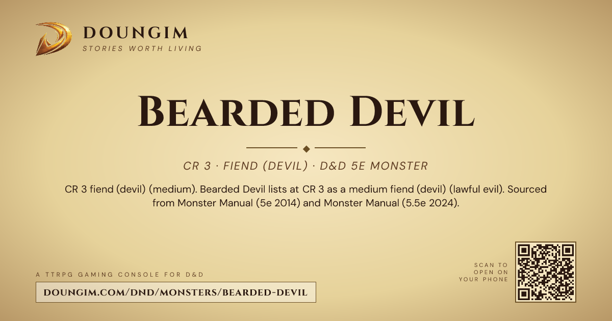 Bearded Devil — D&D 5e Monster (CR 3, Fiend (Devil)) | Doungim