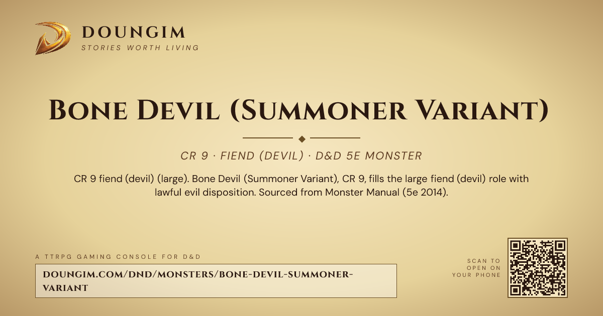 Bone Devil (Summoner Variant) — D&D 5e Monster (CR 9, Fiend (Devil ...