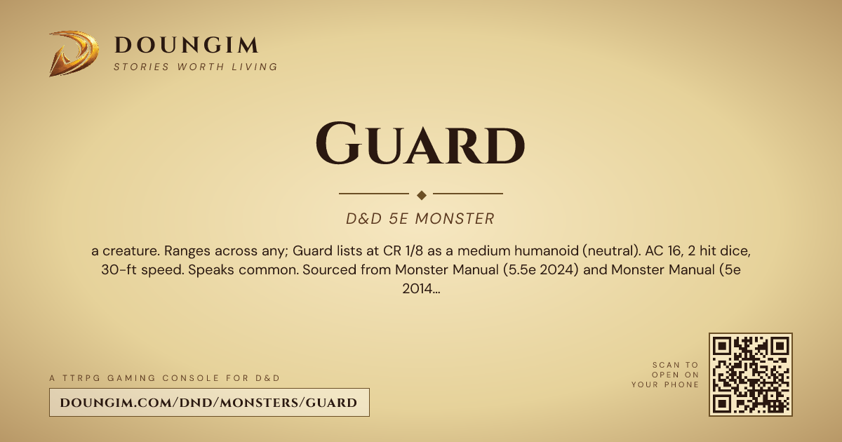 Security Guard Monster Guard — D&D 5e Monster (CR Unknown, Creature) | Doungim