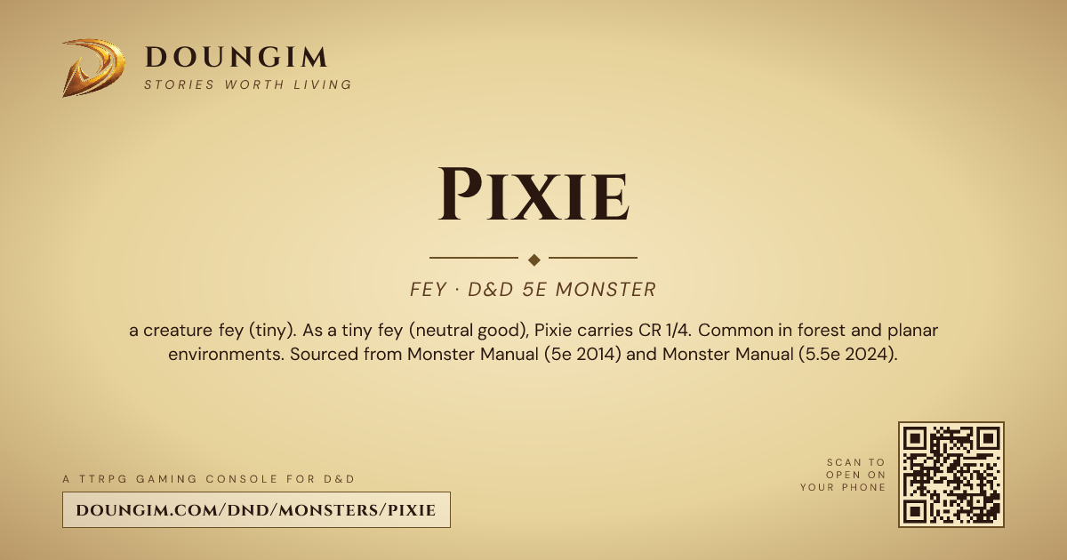 Pixie* — D&D 5e Monster (CR 1/4, Fey) | Doungim