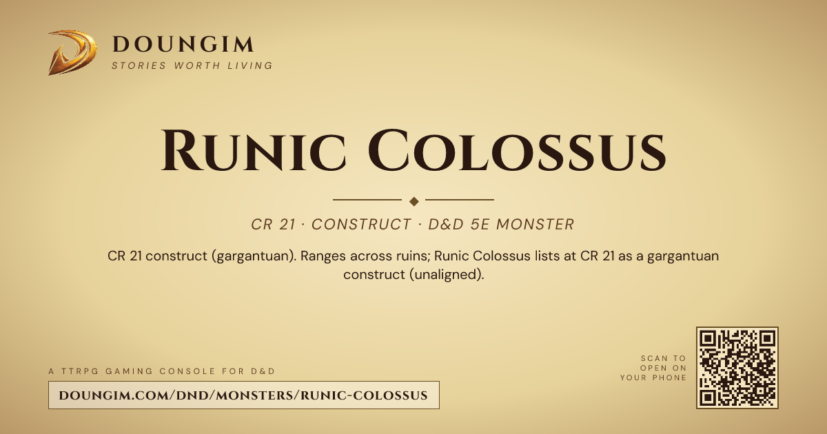 Qr Code Colossus Runic Colossus — D&D 5e Monster (CR 21, Construct) | Doungim