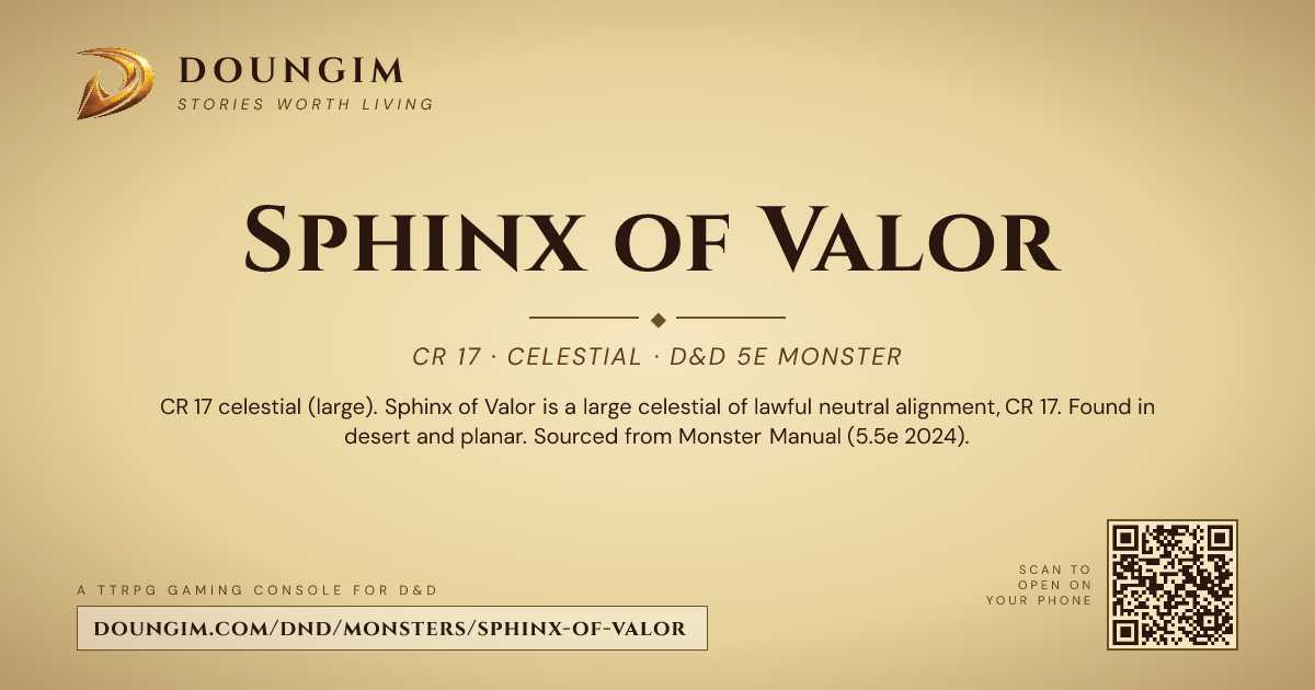 Red Sphinx Qr Code Sphinx of Valor — D&D 5e Monster (CR 17, Celestial) | Doungim