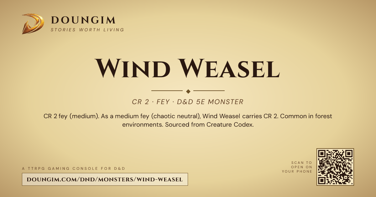 Wind Weasel — D&D 5e Monster (CR 2, Fey) | Doungim