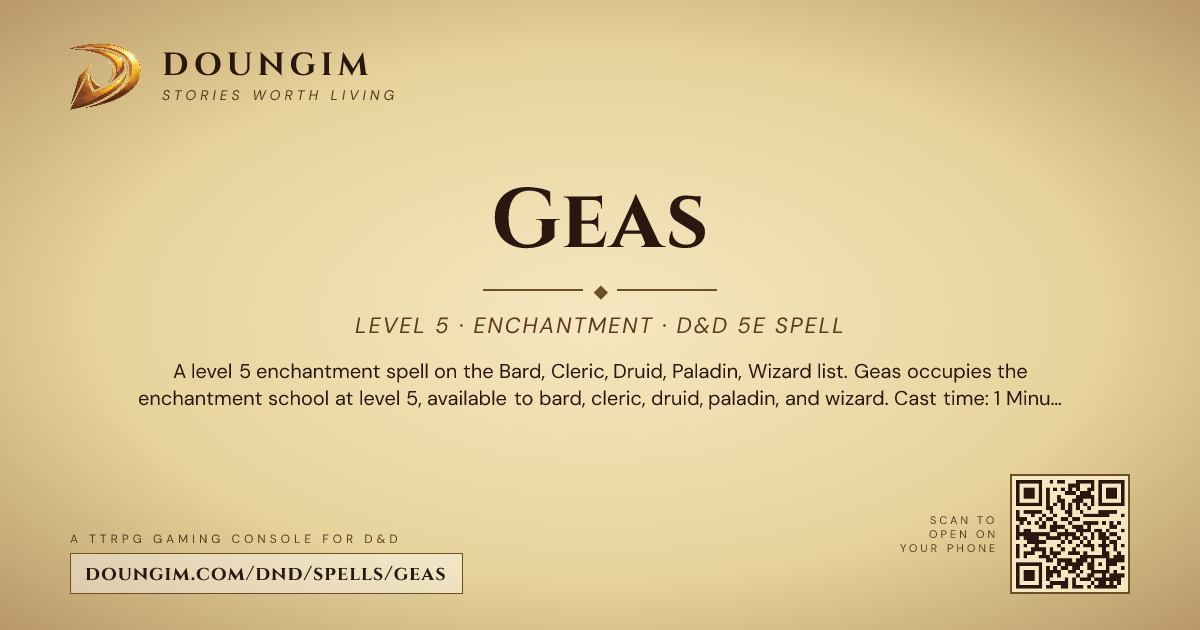Geas Spell Geas — D&D 5e Spell (Enchantment, Level 5) | Doungim