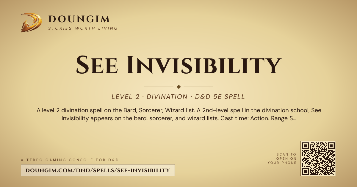 See Invisibility — D&D 5e Spell (Divination, Level 2) | Doungim